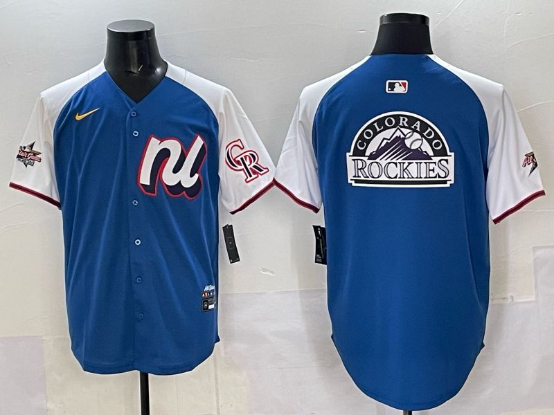 Men Colorado Rockies Blank Blue white All star 2025 Nike MLB Jersey style 02